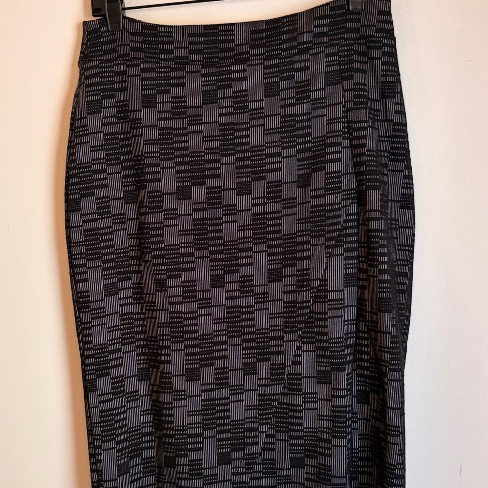Anthropologie Black and Gray Geometric Pencil Skirt